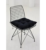 Pofidik Siyah Sandalye Minderi Özel Bağcıklı 40x40cm