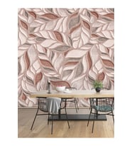 Dreamwall Kabartma Yaprak Desenli Silinebilir Sağlıklı Tekstil Duvar Kağıdı (Kahverengi)