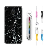 Xiaomi Redmi 8A 8 Pro 9C 9T 10C 11T Pro Kılıf Kablo Koruma Spiral Silikon Black Marble 3 1382