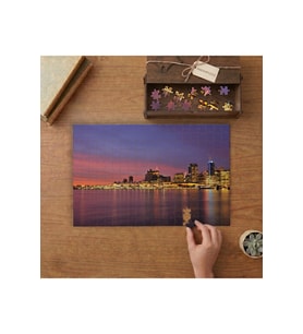 Işıklar - Şehir Manzarası - Gece Tasarımı 240 parça Ahşap Puzzle Ahşap Kutuda MP00740