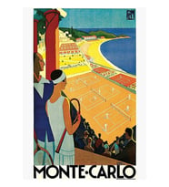 1920'ler Monte Carlo Tenis Seyahat Reklamı Tablo Ahşap Poster Dekoratif
