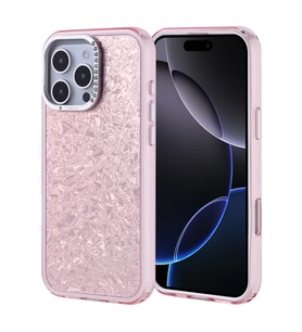 Apple iPhone 16 Pro Max Uyumlu Kılıf Taşlı Tasarımlı Zore Kapi Kapak (Pembe)