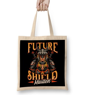 Awesome Future Shield Maiden Nordic Viking Warrior Bez Çanta Uzun Saplı