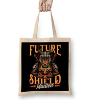 Awesome Future Shield Maiden Nordic Viking Warrior Bez Çanta Uzun Saplı