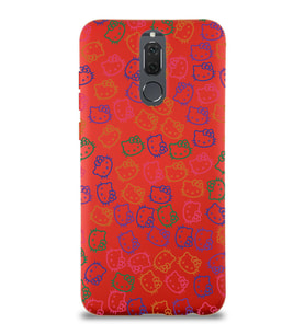 Huawei Mate 10 Lite Uyumlu Lansman Kılıf Hello Kitty Tasarımlı İçi Kadife Kırmızı Kapak (Şeffaf)
