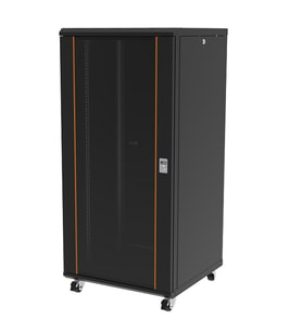 AGER 26U 600x600mm Dikili Tip Siyah Kabinet Agena AG-AN26U6060S1-CFAA-A-M1 Cam Kapak