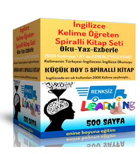 İngilizce Kelime Öğreten Kitap Seti  (Küçük BOY 5 Spiralli Kitap) - Renksiz