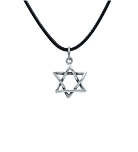 Minimal Pentagram Deri ip Kolye - Gümüş Kaplama - Kadın Erkek Kolye - No:821