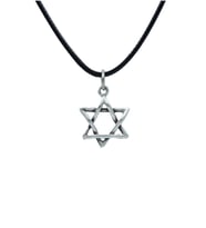 Minimal Pentagram Deri ip Kolye - Gümüş Kaplama - Kadın Erkek Kolye - No:821