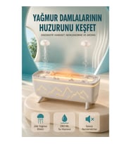 Mey İthalat® Dekoratif Hava Nemlendirici ve Aromaterapi Difüzörü 280 ML Yağmur Efektli Renkli LED Iş