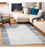 Gri Halı Geometrik Desenli Modern Salon Halısı Akrilik Makine Dokuma İskandinav Etnik Stil Koridor