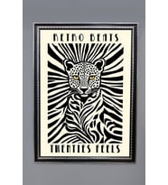 Modern Leopar Desenli Dijital Baskılı Kadife Kumaş Çerçeveli Tablo TBL0077 (Çok Renkli)