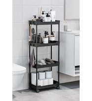 Siyah 4 Katlı Tekerlekli Düzenleyici Mutfak ve Banyo Rafı Vesken