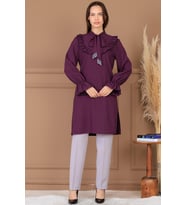 Asel Tunik Pantolon İkili Tesettür Takım Siyah