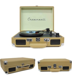 Ahşap Nostaljik Pikap Müzik Çalar Bluetooth & Hoparlörlü Gramofon 33/45/78 Devir Taş ve Plastik Plak Çalar