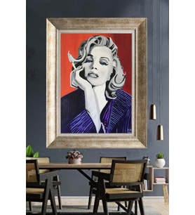 Tablore Marilyn Monroe Portre Yağlı Boya Görünümlü Çerçeveli Tablo Pop Art Duvar Dekoru Salon Tablosu