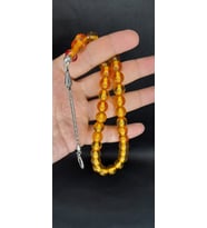 ÇUBUK KEHRİBAR TESBİH SARI RENKLİ KÜRE KESİM T-408 (Çok Renkli)