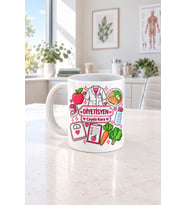 Kişiye Özel Diyetisyen Meslek Pembe Yazılı Baskılı Beyaz Kupa - Diyetisyene Hediye Bardak Fincan Mug