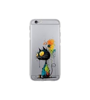 iPhone 6S ile Uyumlu Splash Kedi Tasarımlı Şeffaf Silikon Kılıf