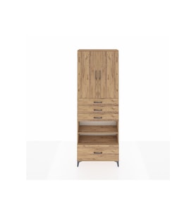 Arges Dolap 5 Raflı 4 Çekmeceli 2 Kapaklı 88x30x243 Çam-Çam