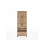 Arges Dolap 5 Raflı 4 Çekmeceli 2 Kapaklı 88x30x243 Çam-Çam