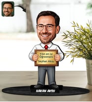 BK Gift Kişiye Özel Erkek Öğretmen Tasarımlı Karikatür Biblo -20, Öğretmene Hediye, Öğretmenler Günü Hediyesi