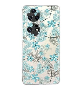 Huawei P50 Pro Uyumlu Kapak Floral Su Yeşili Tasarımlı Şeffaf Silikon Kılıf