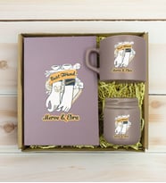 BK Gift Kişiye Özel İsimli DTF Best Friend Temalı Mat Gri Defter & Kahve Fincanı & Mum Hediye Seti-4, Arkadaşa Hediye, Doğum Günü Hediyesi