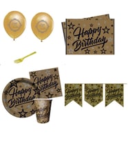 Yetişkin Golden Stars Happy Birthday Doğum Günü Süsleri Parti Seti 8 Kişilik-