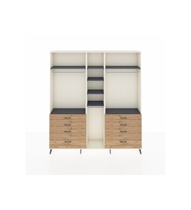 Arges Dolap 8 Raflı 8 Çekmeceli 3 Askılı 220x30x243 Aytaşı-Antrasit/Çam