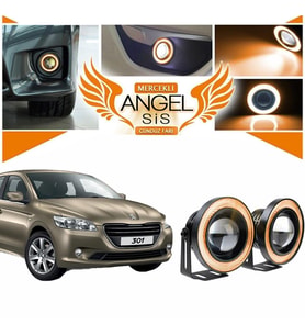 Peugeot 301 Uyumlu, Universal Mercekli Led Angel Sis Farı, 76mm Turuncu Renk