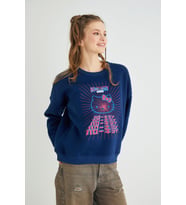 Lisanslı Baskılı Kalın Lacivert Sweatshirt