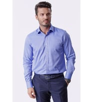 Erkek Armürlü Uzun Kollu Gömlek (Saks)