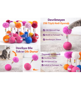 Dev Hacıyatmaz Kedi Oyuncağı XXL 33 CM Tüylü Zilli Oyuncak 1 Adet