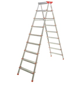 ALÜMİNYUM ÇİFT ÇIKIŞLI 9 BASAMAKLI MERDİVEN (2 METRE) (ACCM.07) (Gri)