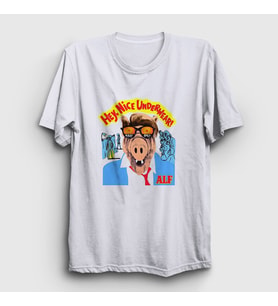 Presmono Unisex Beyaz Hey Nice Underwear Alf T-Shirt 447448tt