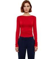 Stil Kadın Fitted Vücuda Oturan Büzgü Drape Detaylı Esnek Bluz Crop Örme Slim Kalıp Düşük Kol