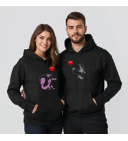Sevgililer Günü Özel Kombin, 2 Ürün Kapüşonlu Hoodie Sweatshirt (Siyah)