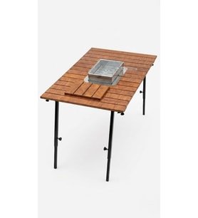 XL Mangallı Gürgen Masa Seti - 85x135 cm Katlanabilir Doğal Ahşap Masa