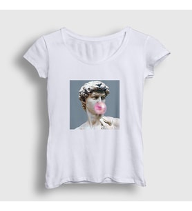 Presmono Kadın Beyaz Bubble Gum David Davut Michelangelo T-Shirt 302851tt
