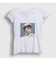 Presmono Kadın Beyaz Bubble Gum David Davut Michelangelo T-Shirt 302851tt