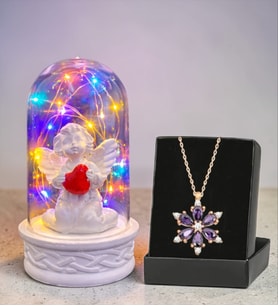 Led Işıklı Sevimli Ayıcıklar Buketi ve Papatya Kolye Hediye Seti