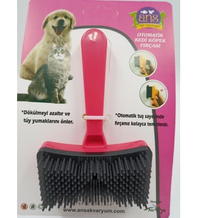 Kedi Köpek Tuşlu Otomatik Tüy Toplayıcı Tarak Kırmızı (Mavi)