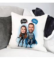 Kişiye Özel Karikatürlü Kahraman Çiftler Yastık