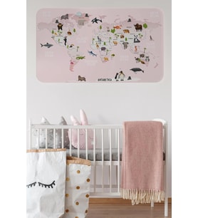 Eğitici Dünya Haritası Dünya Atlası Çocuk Ve Bebek Odası Duvar Sticker-60x105-3795