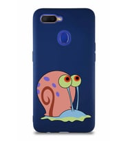 Oppo A12 Soft Premier Kapak Salyangoz Gary Tasarımlı Silikon Kılıf - Lacivert (Şeffaf)