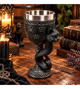 Siyah Kedi Figürlü 3D Gotik Kadeh Paslanmaz Çelik İç Hazneli Dekoratif Bardak