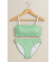 Kadın Mint Yeşili Askılı Bikini Takımı – İki Parça – Dokulu Mayo Kumaşı 1440-1Y