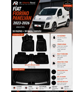 FİAT FİORİNO PANELVAN 2023-2026 Araca Özel 3D Paspas + 3D Bagaj Havuzu