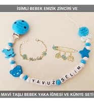 Sahi Aksesuar İsimli Emzik Zinciri ve Yaka İğnesi ve Künye Seti BEZYI396